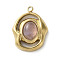 Natural Amethyst Pendants, Oval Charms, with 304 Stainless Steel Settings, Real 18K Gold Plated, 21x16x6mm, Hole: 1.8mm
