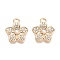 Rack Plating Alloy Pave Rhinestone Pendants, with ABS Plastic Imitation Pearl, Flower, Crystal, 17.5x15x3.5mm, Hole: 2mm