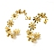 304 Stainless Steel Flower Stud Earrings, Jewely for Women, Real 18K Gold Plated, 35x8.5mm