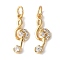 Brass Micro Pave Clear Cubic Zirconia Pendants, Lead Free & Cadmium Free, Long-Lasting Plated, Musical Note, with Jump Ring, Real 18K Gold Plated, 18x6.5x2.5mm