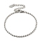 Non-Tarnish 201 Stainless Steel Rugby Beaded Chain Bracelets, Stainless Steel Color, 6-3/8 inch(16.3cm), Wide: 2mm