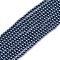 Grade A Glass Pearl Beads, Pearlized, Round, Steel Blue, 4mm, Hole: 0.7~1.1mm, about 100pcs/Strand, 16''(40.64cm)