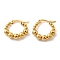 PVD Vacuum Plating 304 Stainless Steel Beaded Hoop Earrings for Women, Golden, 21.5x20mm