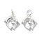 925 Sterling Silver Charms, with Jump Rings and 925 Stamp, Silver Color, Dolphin, 10.4x10.2x3mm, Hole: 3.5mm