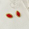 Horse Eye 304 Stainless Steel Natural Agate Stud Earrings, Golden, Red, 27.6x17.2mm
