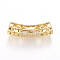 Brass Micro Pave Cubic Zirconia Beads, Hollow, Tube with Heart, Real 18K Gold Plated, 21.5x6mm, Hole: 3.5mm