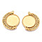 Non-Tarnish 304 Stainless Steel Rotatable Pendant Cabochon Settings, Moon with Round Tray, Ion Plating(IP), Real 18K Gold Plated, Tray: 25~25.5mm, 41.5x35x4mm, Hole: 2.2mm