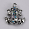 Brass Micro Pave Colorful Cubic Zirconia Chrams, Frog, Platinum, 14.5x13x6mm, Hole: 1.3mm