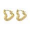 304 Stainless Steel Hoop Earrings for Women, Textured Heart, Golden, 19.5x3mm