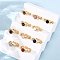 304 Stainless Steel Adjustable Open Cuff Rings, Natural Gemstone Rings for Women, Ion Plating(IP), Real 18K Gold Plated, 7mm, Inner Diameter: Adjustable