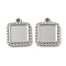 304 Stainless Steel Pendant Cabochon Settings, Square, Stainless Steel Color, Tray: 8x8mm, 15x12.5x2.5mm, Hole: 1.2mm