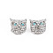 Rack Plating Alloy European Beads, with Crystal & Aquamarine Rhinestone, Large Hole Beads, Cadmium Free & Nickel Free & Lead Free, Owl, Platinum, 11.5x12x11mm, Hole: 4.5mm