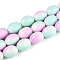 Spray Painted Synthetic Turquoise Beads Strands, Oval, Two Tone, Light Cyan, 15~15.5x11.5~12mm, Hole: 1mm, about 25pcs/strand, 14.76~14.96''(37.5~38cm)