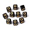 Opaque Acrylic Beads, Golden Metal Enlaced, Cube with Letter, Black, Letter Q, 4.5~5x4.5~5x4.5~5mm, Hole: 2mm, about 6250pcs/500g