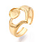 Heart 304 Stainless Steel Cuff Ring Components, Round Pad Ring Setting, Ion Plating(IP), Real 18K Gold Plated, Tray: 6mm, 13mm, Inner Diameter: Adjustable
