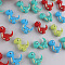 Cartoon Dinosaur Food Grade Eco-Friendly Silicone Focal Beads, Mixed Color, 31.5x27x14.5mm, Hole: 2mm