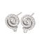 Brass Micro Pave Clear Cubic Zirconia Spiral Stud Earring Findings, with Loop, Platinum, 11.5x8.5~9mm, Hole: 1.2mm, Pin: 0.8mm