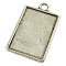 Tibetan Style Rectangle Pendant Cabochon Settings, Plain Edge Bezel Cups, Lead Free and Cadmium Free, Antique Silver, 29mm long, 18mm wide, 2mm thick, 20x15mm inner diameter, hole: 2.5mm