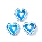 Handmade Lampwork Beads, Heart, with Enamel, Dodger Blue, 15~15.5x16.5x8.5~9.5mm, Hole: 1.4mm