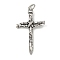 316 Surgical Stainless Steel Big Pendants, Cross Charm, Religion, Antique Silver, 55x34x5mm, Hole: 5.5x9mm