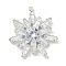 Brass Rhinestone Pendants, Cadmium Free & Lead Free, Christmas Snowflake Charms, Silver, 28.5x26x6.5mm, Hole: 1.2mm