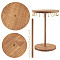Rotatable Round Wood Jewelry Necklace Display Organizer Hanging Tower Rack, with 18Pcs Iron Hooks, for Necklaces, Bracelets Storage, Golden, Peru, 17.9x17.9x25.5cm