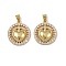 Brass Micro Pave Cubic Zirconia Pendants, Long-Lasting Plated, Cadmium Free & Lead Free, Rack Plating, Real 18K Gold Plated, Flat Round, 22x19x2.5mm, Hole: 4x3.5mm