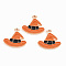 Light Gold Tone Alloy Enamel Pendants, Cadmium Free & Lead Free, Halloween, Witch Hat, Orange Red, 17x17.1x1.2mm, Hole: 1.5mm