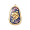 304 Stainless Steel Epoxy Resin with Natural Shell and Sequins Inside Pendants, Teardrop with Dolphin Charms, Real 18K Gold Plated, PVD Vacuum Plating, Purple, 27x16x2.5mm, Hole: 1.5mm