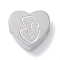 Tarnish Resistant 304 Stainless Steel European Beads, Large Hole Beads, Heart with Mother and Child, Stainless Steel Color, 10.5x12x6mm, Hole: 4.5mm