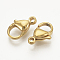 Ion Plating(IP) 316 Surgical Stainless Steel Lobster Claw Clasps, Real 18K Gold Plated, 9x6x3mm, Hole: 1mm