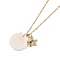Summer Beach Brass Cubic Zirconia Sea Animal Pendant Necklaces for Women, Shell Pendant Necklaces, 304 Stainless Steel Chain, Real 18K Gold Plated, Starfish, 15.94 inch(40.5cm), pendant: 12x11x2.5mm