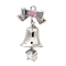 Rack Plating Brass Pave Cubic Zirconia Pendants, Long-Lasting Plated, Cadmium Free & Lead Free, Christmas Bell, Platinum, 26.5x14.5x11.5mm, Hole: 1.2mm