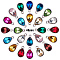 Alloy Glass Charms, Faceted, Teardrop, Platinum, Mixed Color, 14.5x9x5mm, Hole: 1.5mm, 12 colors, 4pcs/color, 48pcs/box
