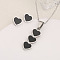 3-Heart 304 Stainless Steel & Acrylic Pendant Necklaces & Stud Earrings Sets, Stainless Steel Color, 450mm
