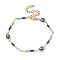 Brass Horse Eye Link Chain Bracelet, Glass Evil Eye & Seed Beaded Bracelet, Golden, 6-7/8 inch(17.5cm)