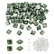 1 Strand Square Natural Green Spot Jasper Beads Strands, with 100Pcs Silver Color Plated Round Brass Beads, 5.5x5.5x2.5mm, Hole: 0.8mm, about 71pcs/strand, 15.24 inch(38.7cm)