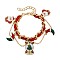 Christmas Alloy Enamel Imitation Pearl and Faux Leather Charm Bracelets for Women, Santa Claus & Crystal Ball, Dark Red, 6-3/4 inch(17cm)