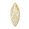 Brass Pendants, Hollow, Leaf Charm, Raw(Unplated), 56x22x0.5mm, Hole: 1.2mm