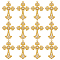 12Pcs Alloy Big Gothic Pendants, Cadmium Free & Lead Free, with Rhinestone, Cross, Golden, 75x50x7mm, Hole: 3.5mm, 12pcs/set