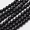 Natural Eyeless Obsidian Beads Strands, Round, 10mm, Hole: 1mm, about 38pcs/strand, 15 inch