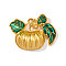 304 Stainless Steel Enamel Pendants, Pumpkin Charms, Ion Plating(IP), Real 18K Gold Plated, 38x29mm