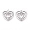 304 Stainless Steel Pendants, Heart Charm, Anti-Tarnish, Stainless Steel Color, 20x20x2.5mm, Hole: 2mm