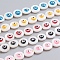 Natural Shell Beads Strands, with Enamel, Flat Round with Evil Eye, Mixed Color, 12x4mm, Hole: 0.7mm, about 34pcs/Strand, 15.55 inch(39.5cm)