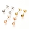 304 Stainless Steel Ball Stud Earrings, Round, Mixed Color, 16x5mm, Pin: 0.8mm, 3 pairs/board