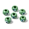 Handmade Evil Eye Lampwork Beads, Rondelle, Lime Green, 13~14.5x13.5~15x8~9mm, Hole: 4.5mm