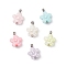 Opaque Acrylic Pendants, Flower Charms, with Brass Ball Head Pins, Platinum, 14x10.5x6mm, Hole: 2mm