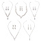 5 Sets 5 Styles Crystal Rhinestone Teardrop Dangle Stud Earrings & Pendant Lariat Necklace, Brass Jewelry Set for Women Bride, Silver, 345~460mm, 26~55mm, Pin: 0.7~0.8mm, 1 Set/style