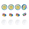 DIY Half Round Stud Earrings Making Kits, Including PVD Vacuum Plating 304 Stainless Steel Stud Earring Settings and Transparent Glass Cabochons, Rainbow Color, Settings: 14.5mm, Pin: 0.8mm, Tray: 12mm, 20pcs/box