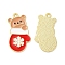 Christmas Alloy Enamel Pendants, Golden, Bear, 26x14x1mm, Hole: 1.5mm